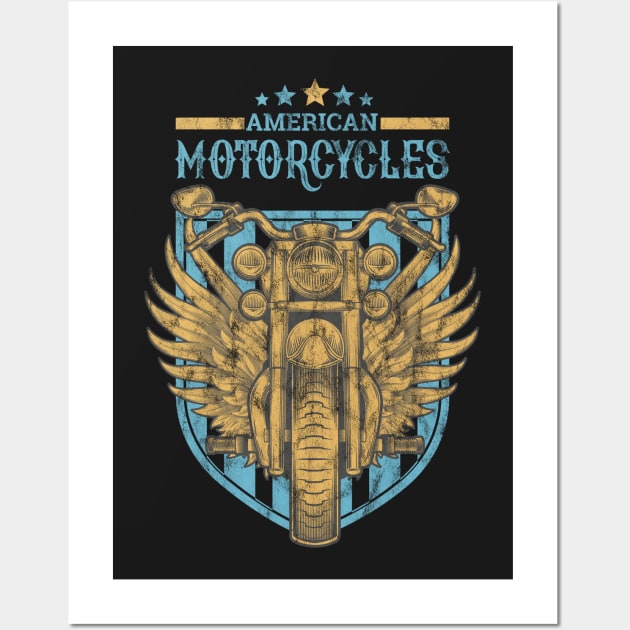 Motorcycle - American motorcycles shirt Wall Art by OutfittersAve